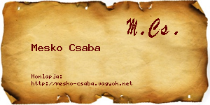 Mesko Csaba névjegykártya